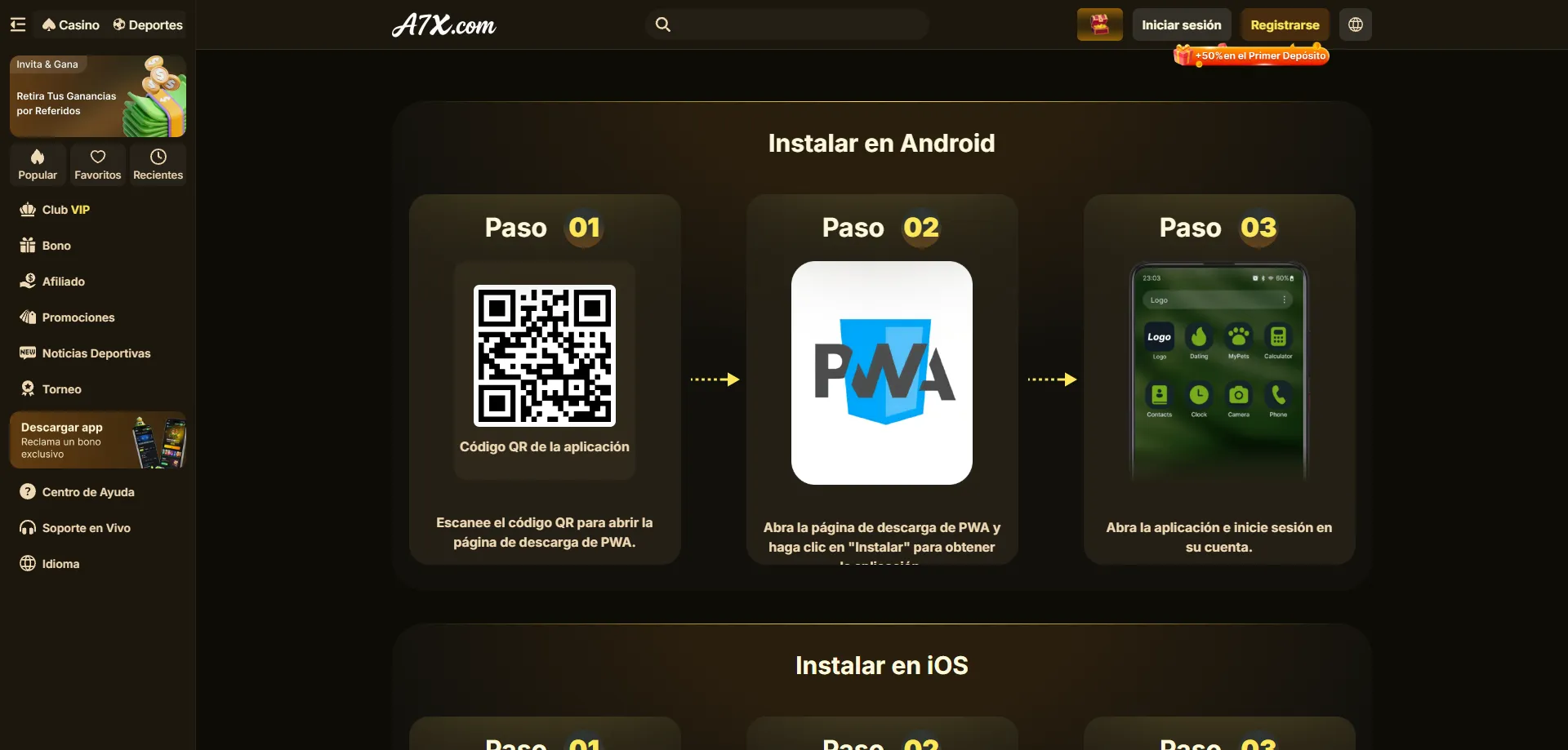 Aplicación móvil de A7X Casino para jugar desde cualquier lugar