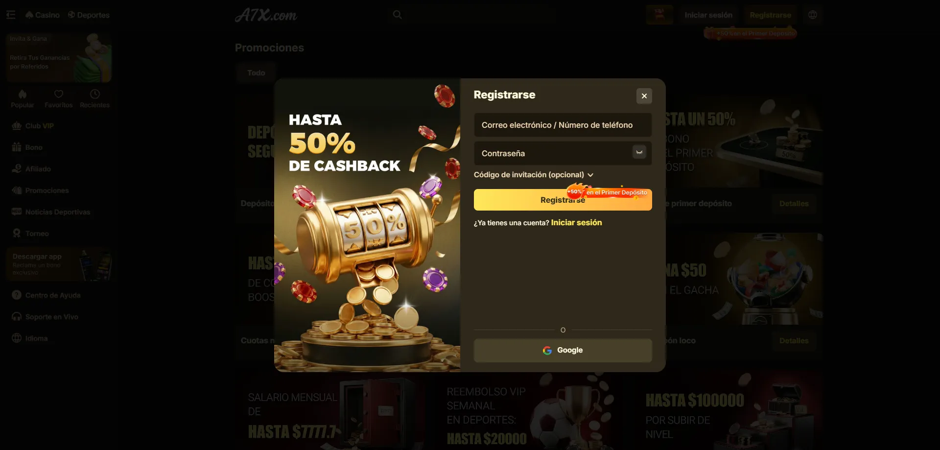 Proceso de registro rápido en A7X Casino paso a paso