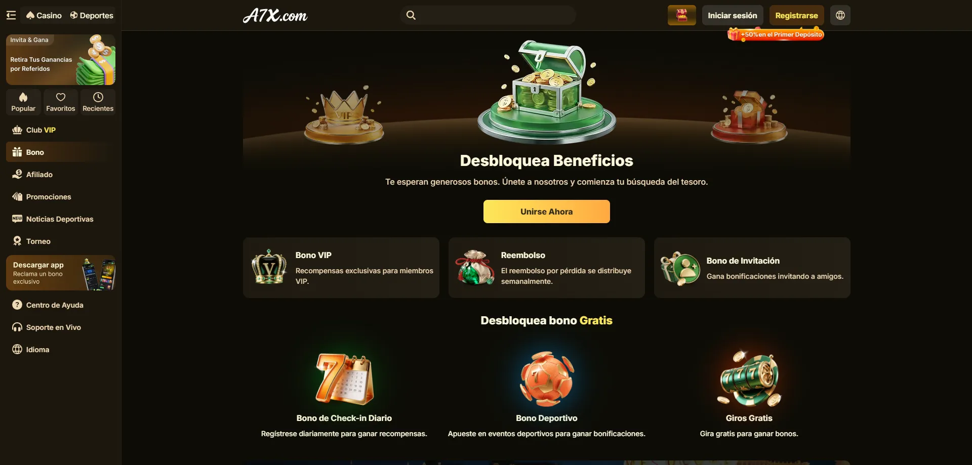 Bonos y promociones exclusivas de A7X Casino para México